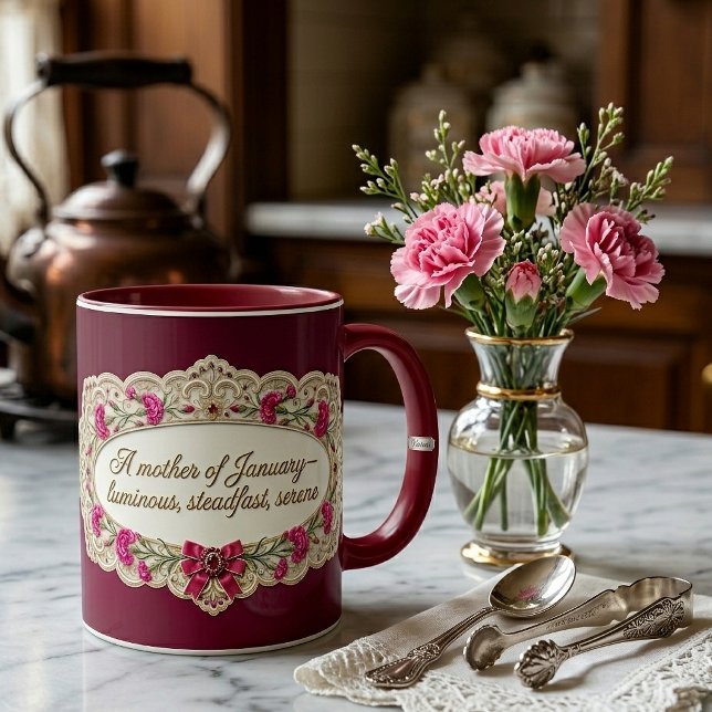 January Birth Month Flower Carnation Mother Quote  Mug (Creator Uploaded)