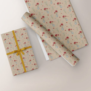 January Birth Month Flower Carnation Snowdrop Wrapping Paper