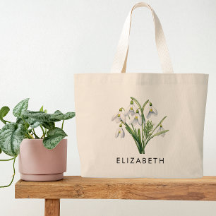 January Birth Month Flower Custom Gift for Her Large Tote Bag