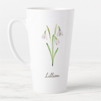 January Birth Month Flower Snowdrop Latte Mug