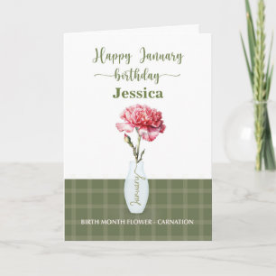 January Birthday Birth Month Flower Carnation Card