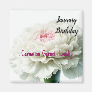 January Birthday Blooms Carnation and Garnet Magnet