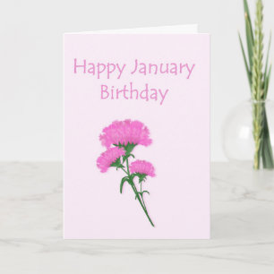 January Birthday Carnations Card
