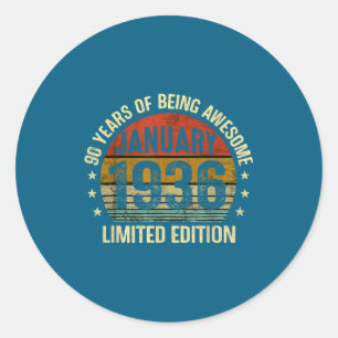 January Birthday Est 1936 Limited Edition Vintage  Classic Round Sticker