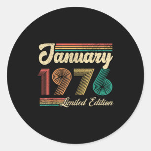 January Birthday Est 1976 Limited Edition Vintage  Classic Round Sticker