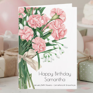 January Birthday Flowers January Happy Birthday Card