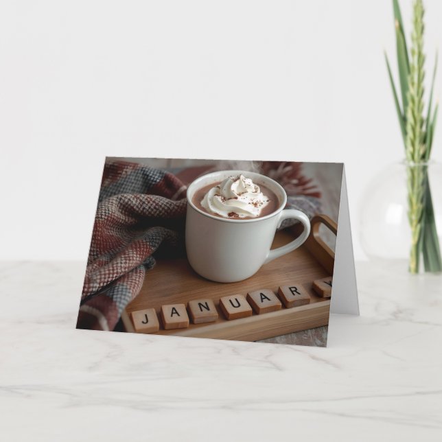 January Birthday Hot Chocolate Card (Front)