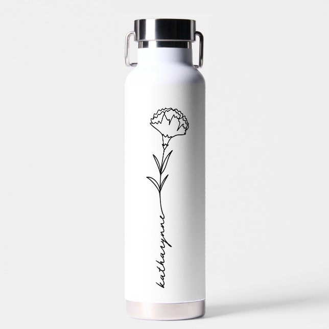 January Birthday Month Flower for Birth Month Water Bottle (Front)