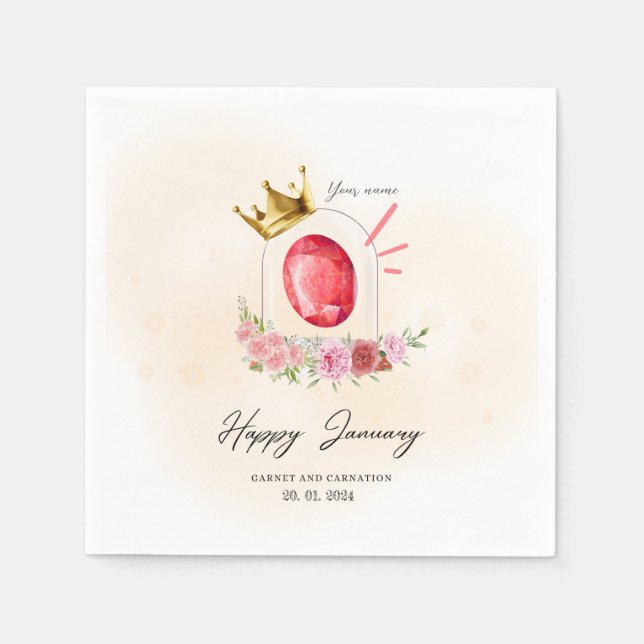 january birthday party paper napkins (Front)