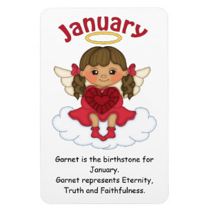 January Birthstone Angel Brunette Premium Magnet