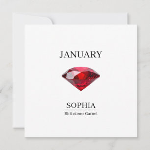 January Birthstone Birthday Name Garnet Card