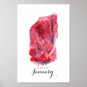 January Birthstone - Garnet Watercolor Poster