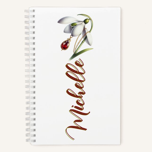 January Bloom & Birthstone Personalised Bookmark Notebook (Front)