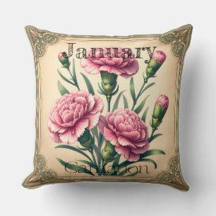 January Carnation Birth Month Double Sided Cushion