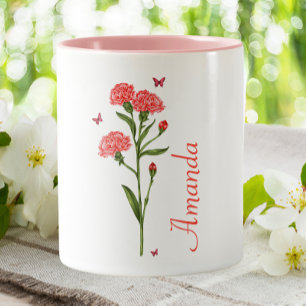 January Carnation Birth Month Flower Two-Tone Coffee Mug