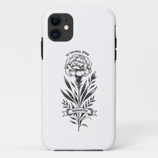 January Carnation Tattoo iPhone Case Birthday Gift