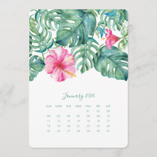 January Desk Top Calendar Card Hibiscus