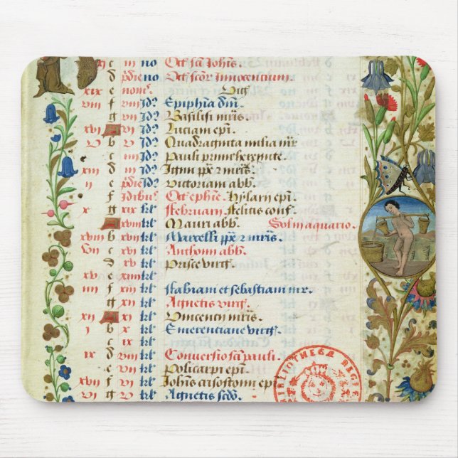 January; figures eating and drinking mouse mat (Front)
