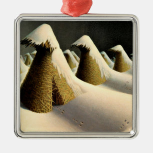January, fine art by Grant Wood, Metal Tree Decoration