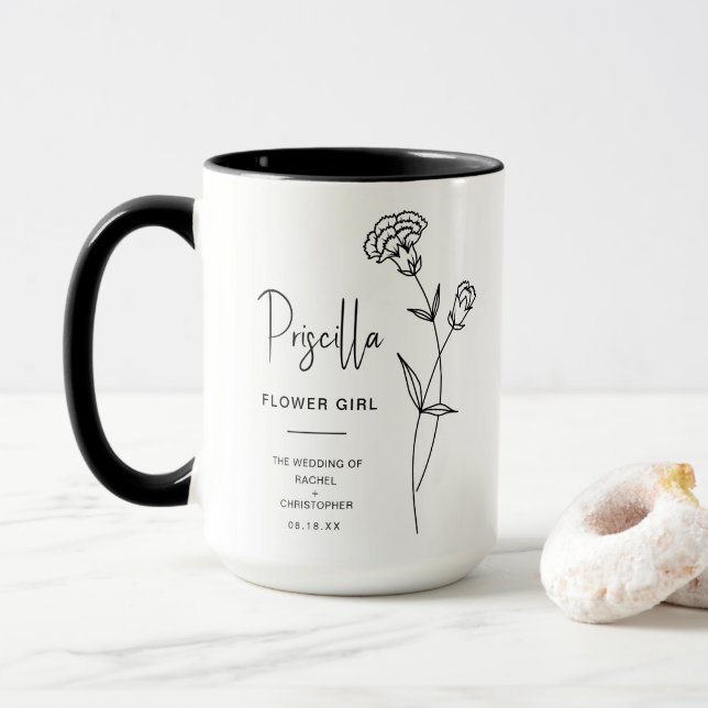 January Flower Girl | Carnation Birth Flower Mug (With Donut)