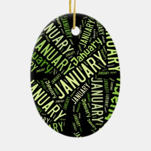 January Four Leaf Clover Ceramic Tree Decoration