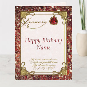 January Garnet Birthstone 8.5X11 Birthday Card