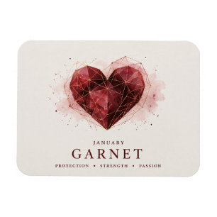 January Garnet Heart Birthstone Flexi Magnet