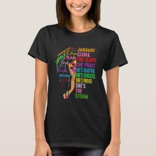 January Girl She Slays & Prays January Birthday G T-Shirt