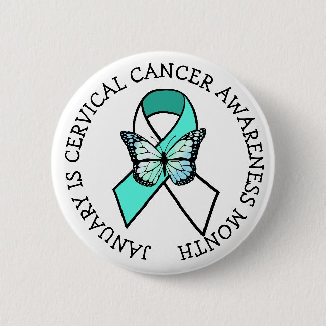 January is Cervical Cancer Awareness Month  6 Cm Round Badge (Front)