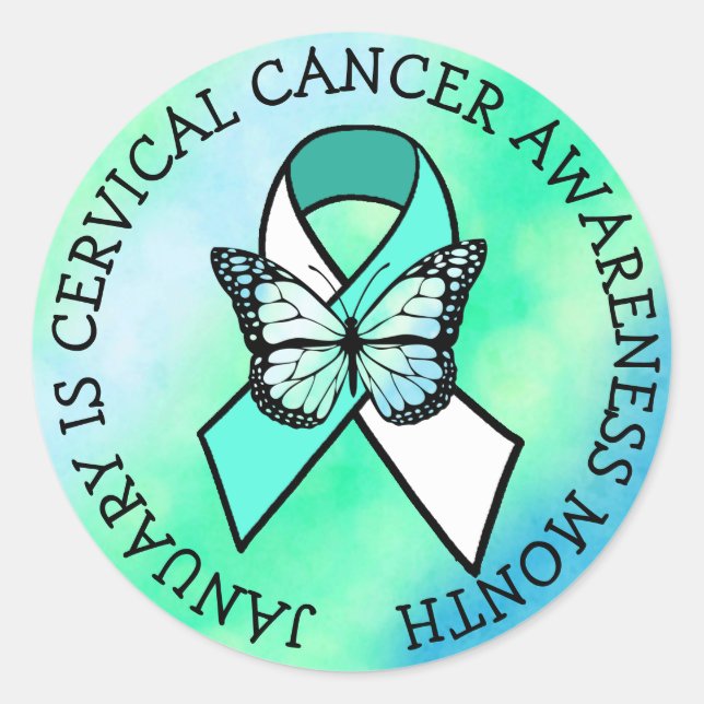January is Cervical Cancer Awareness Month   Classic Round Sticker (Front)