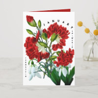 January Month Flowers Snowdrop Carnation