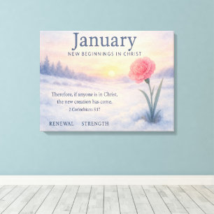 January New Beginning Inspirational Sunrise Canvas Print