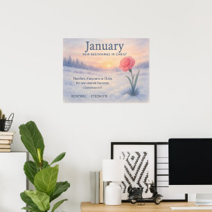 January New Beginning Inspirational Sunrise Poster