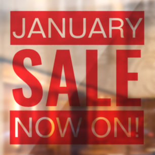 January Sale Red Window Cling