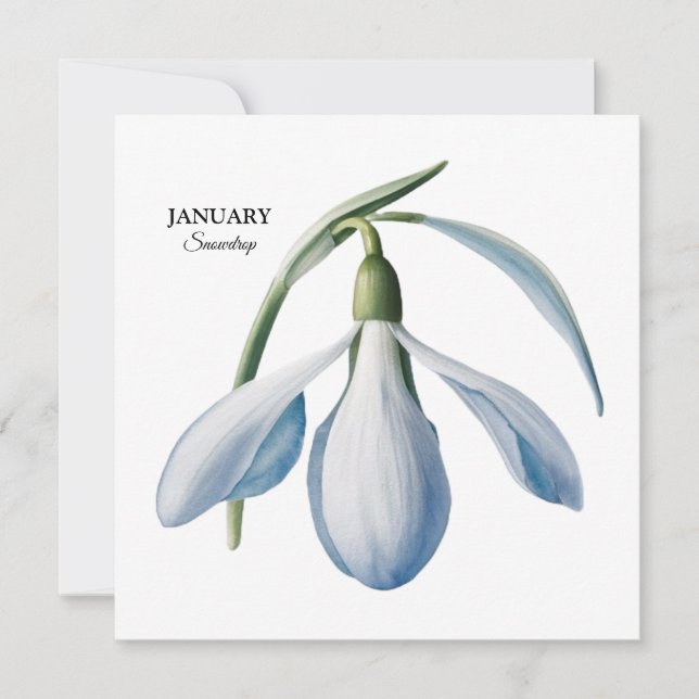 January Snowdrop Bloom - Personalized Gift Announcement (Front)
