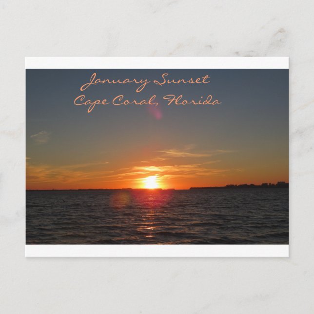 January Sunset, Cape Coral, Florida Postcard (Front)