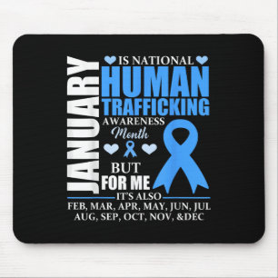 January We Wear Blue Ribbon Human Trafficking Awar Mouse Mat