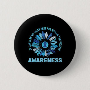 January Wear Blue Ribbon Against Human Trafficking 6 Cm Round Badge