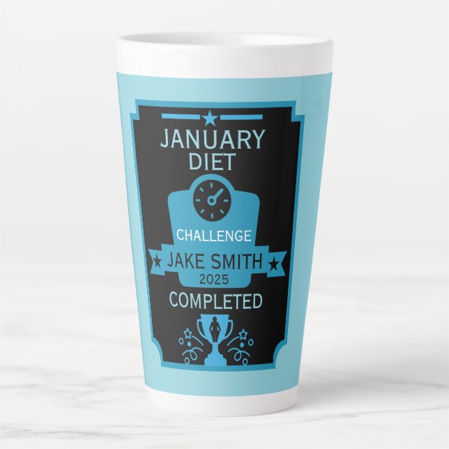January Weight Loss Congratulation Latte Mug (Front)