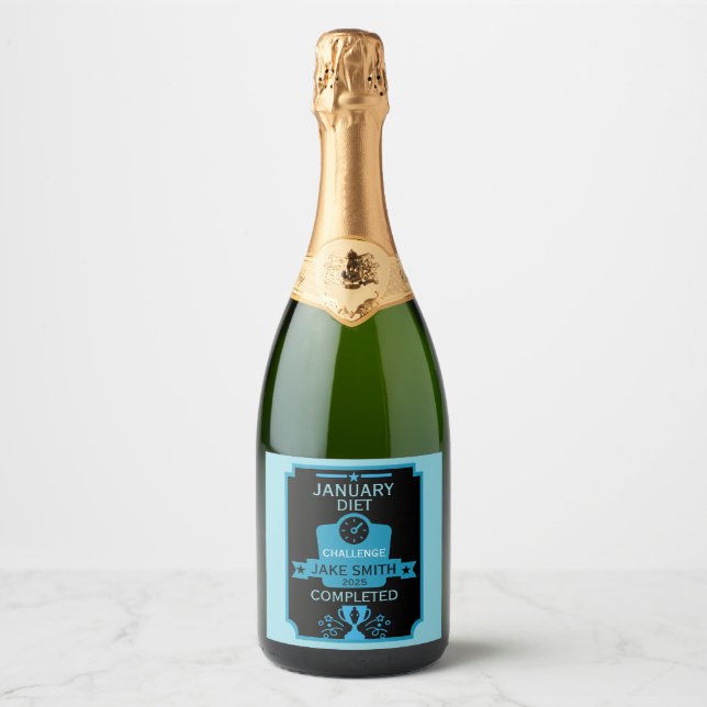 January Weight Loss Congratulation Sparkling Wine Label (Front)