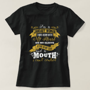 January Woman Birthday Black T-shirt
