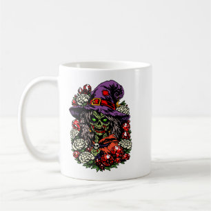 January Zombie Witch with Gems and Flowers Coffee Mug