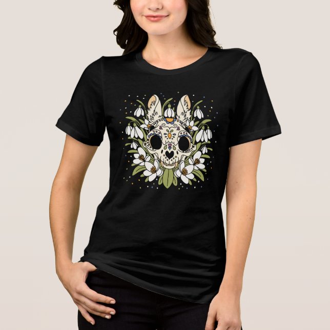 January's Snowdrop & Rabbit Skull Tri-Blend Shirt (Front)