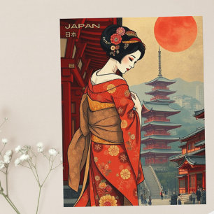 Japan 日本 geisha pagoda vacation retro Postcard