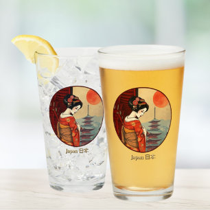 Japan 日本 maiko geisha pagoda drink glass
