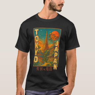 Japan Aesthetic Retro Sunset Comic Tokyo Silhouett T-Shirt