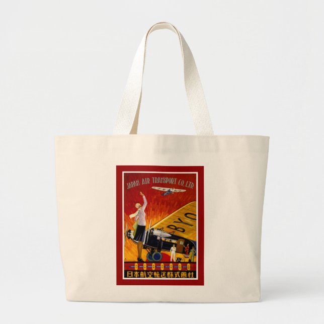 Japan Air Transport Large Tote Bag (Front)