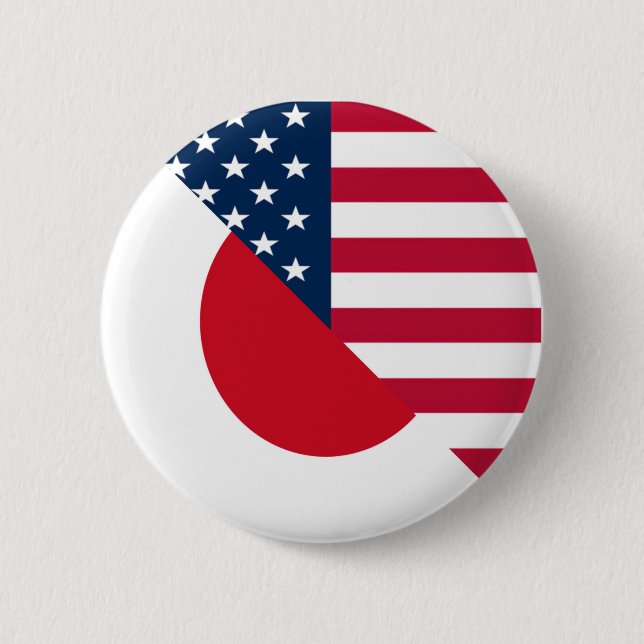 Japan America Flag |Half Japanese USA Flag 6 Cm Round Badge (Front)