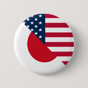 Japan America Flag  Half Japanese USA Flag 6 Cm Round Badge