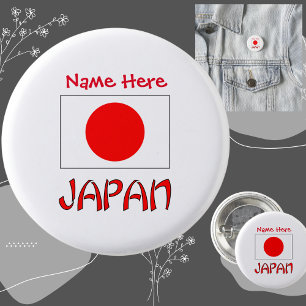 Japan and Japanese Flag Red Personalisation  3 Cm Round Badge